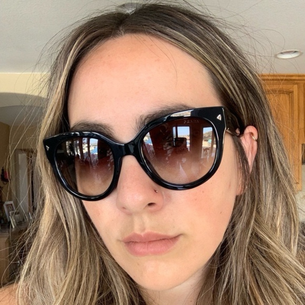 Prada Logo Black Cat-Eye Sunglasses